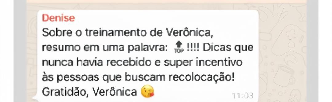 Print de depoimento de Denise sobre o método